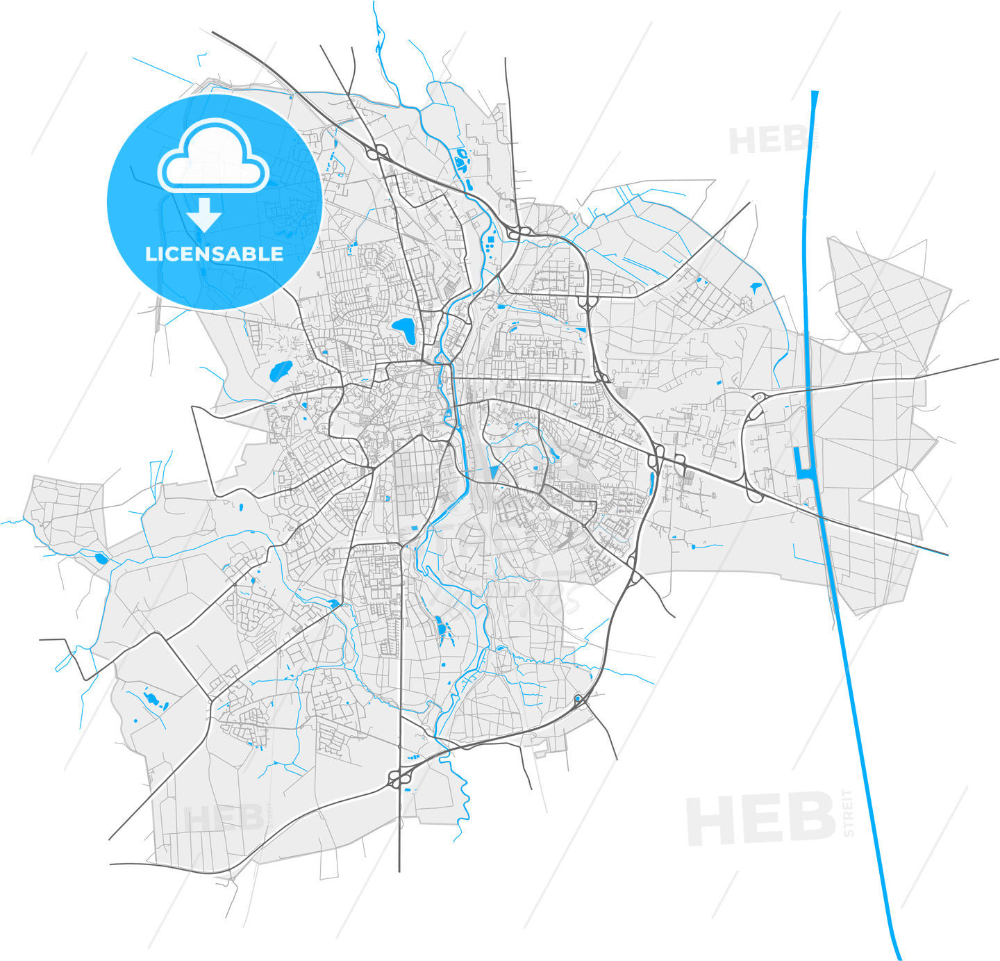 Luneburg, Lower Saxony, Germany, high quality vector map