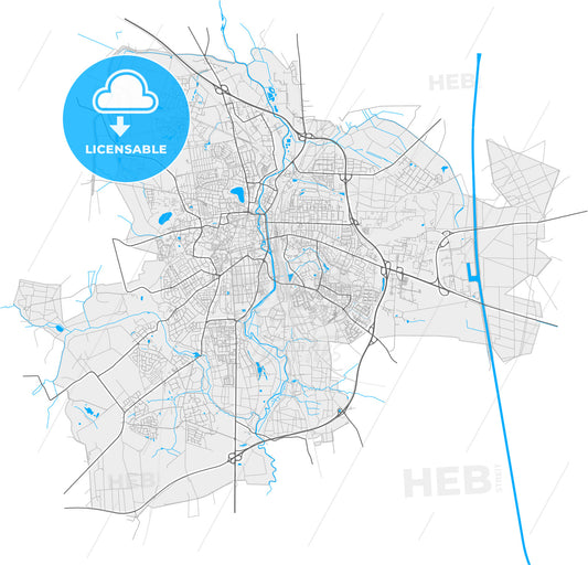 Luneburg, Lower Saxony, Germany, high quality vector map