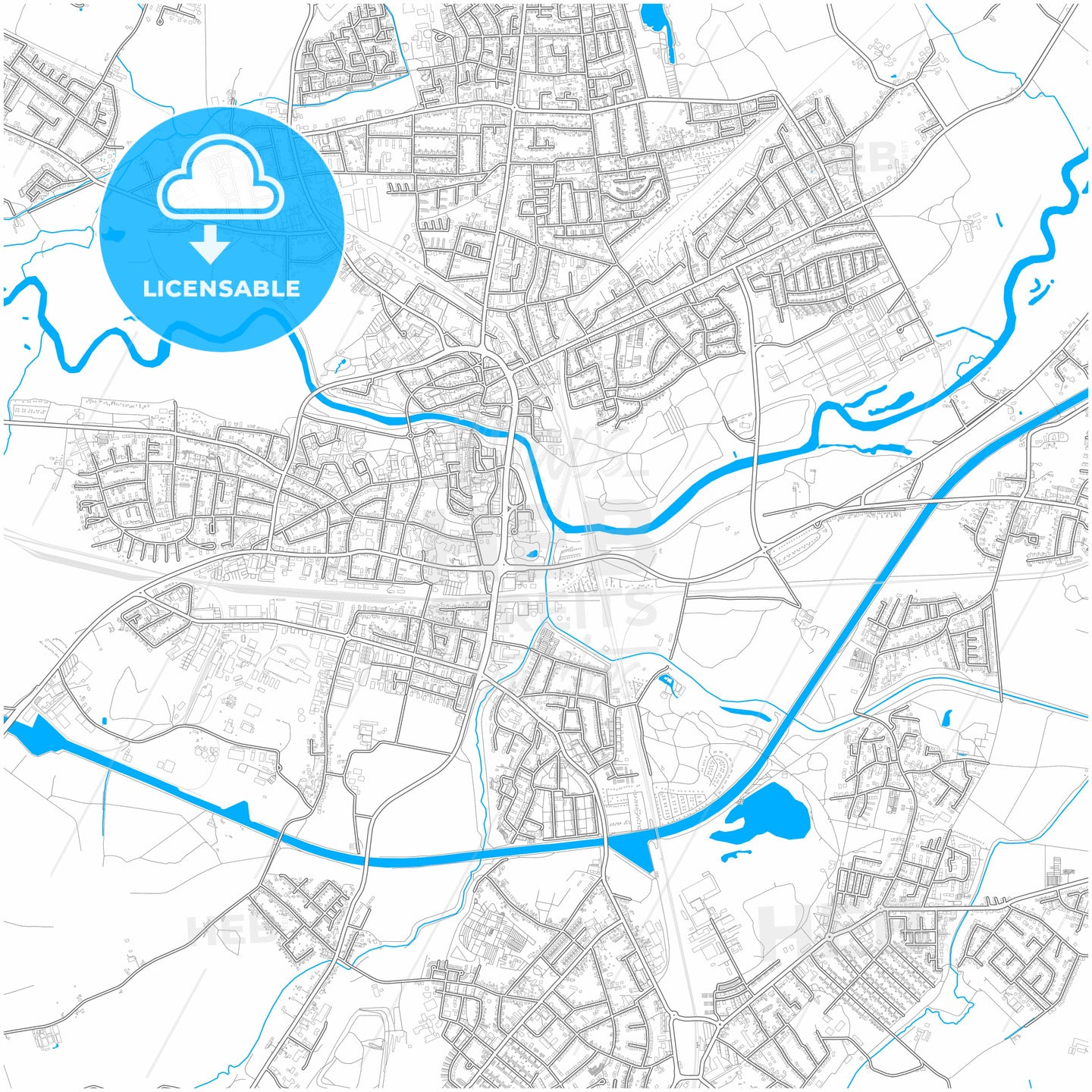 Lunen, North Rhine-Westphalia, Germany, city map with high quality roads.