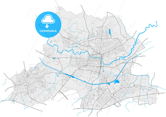 Lunen, North Rhine-Westphalia, Germany, high quality vector map