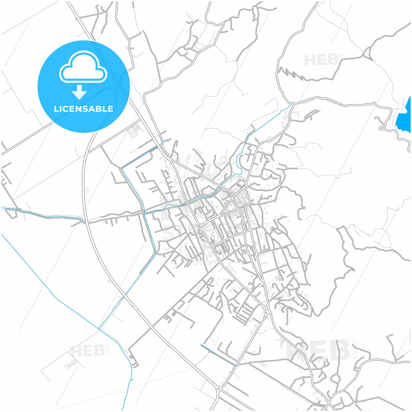 Lushnjë, Albania, city map with high quality roads.