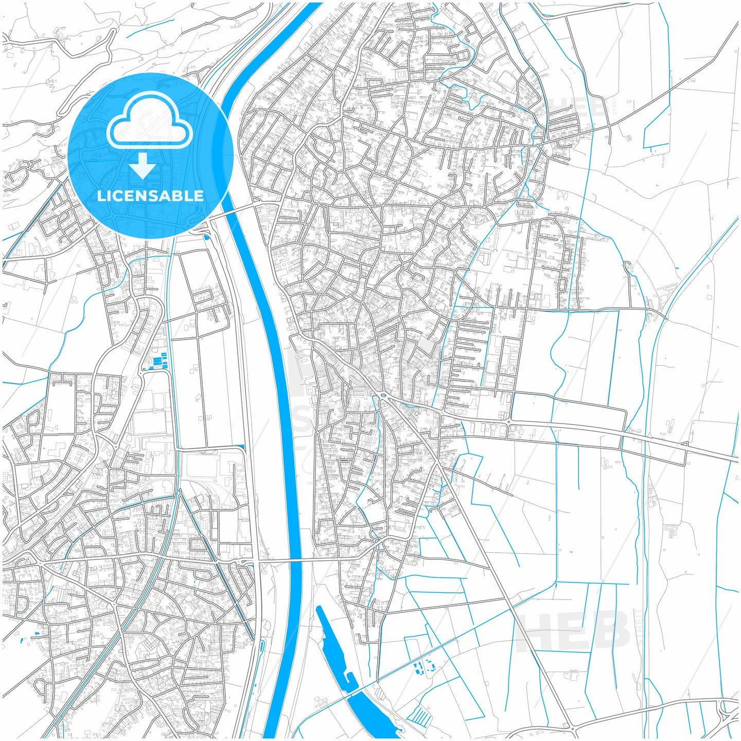 Lustenau, Vorarlberg, Austria, city map with high quality roads.