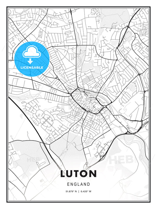 Luton, England, Modern Print Template in Various Formats - HEBSTREITS Sketches