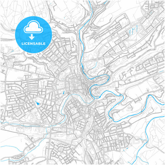 Luxembourg City, Luxembourg, Luxembourg, city map with high quality roads.