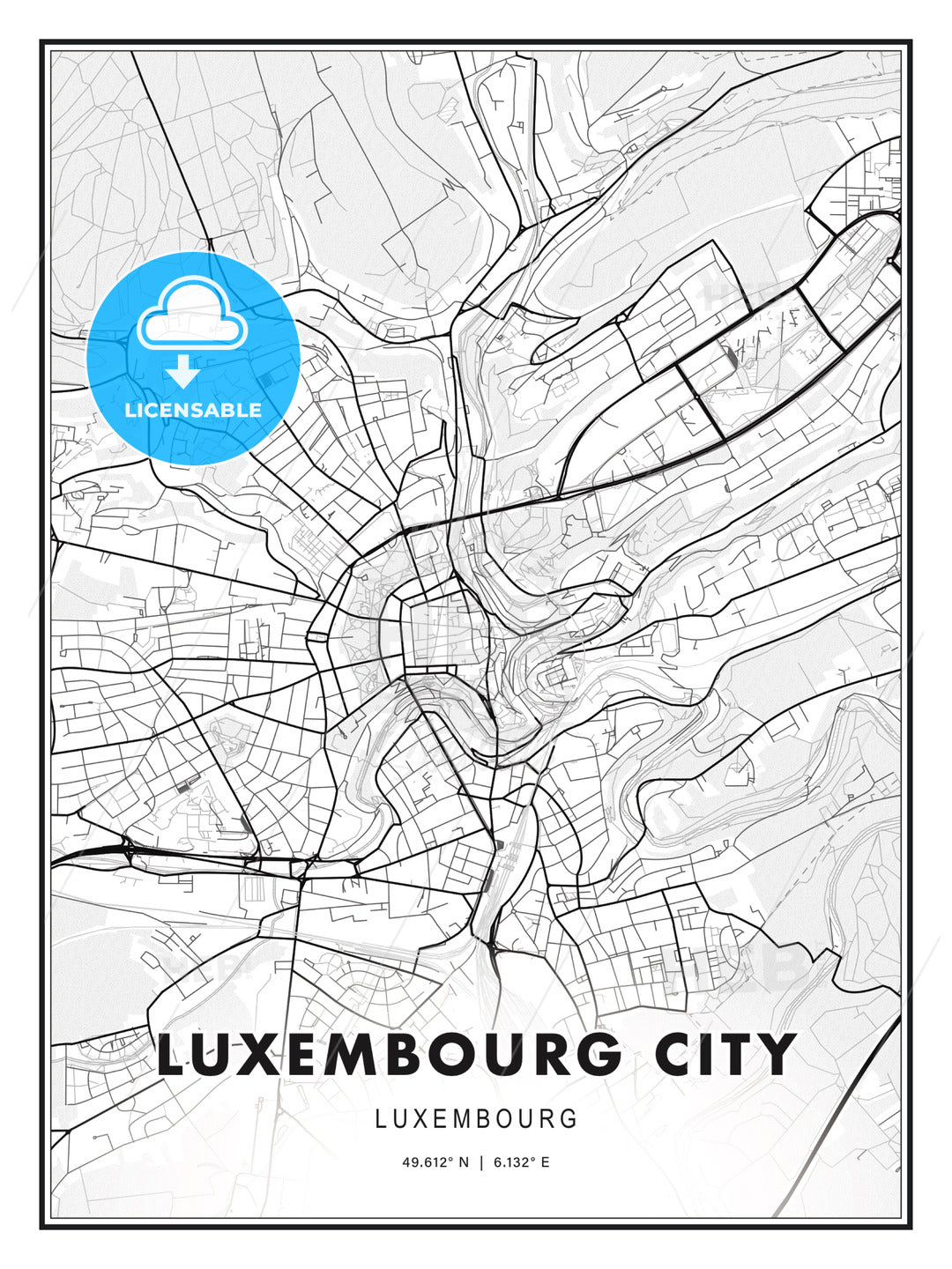 Luxembourg City, Luxembourg, Modern Print Template in Various Formats - HEBSTREITS Sketches