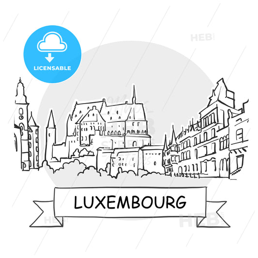Luxembourg Cityscape Vector Sign – instant download