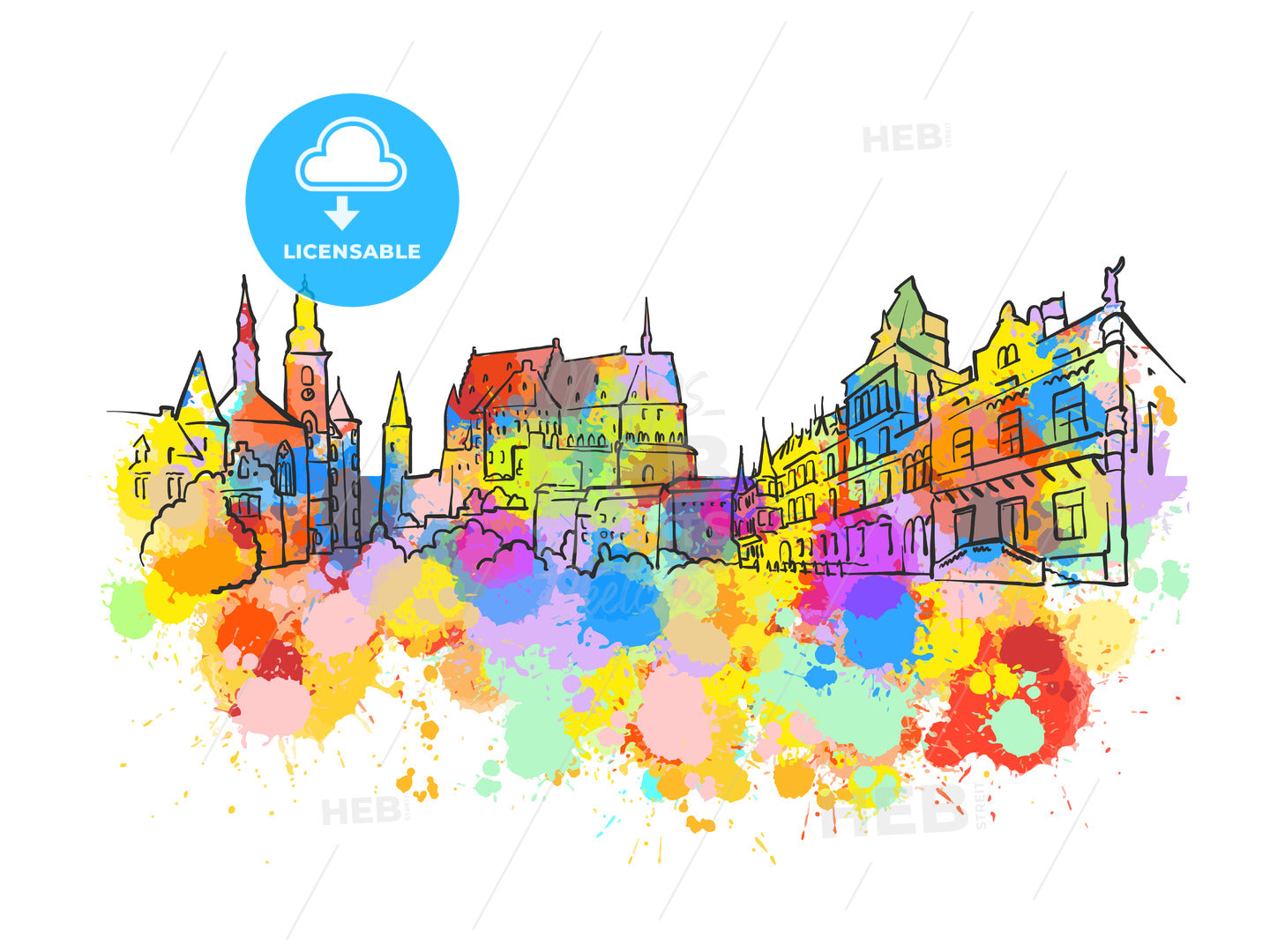 Luxembourg Colorful Landmark Banner – instant download