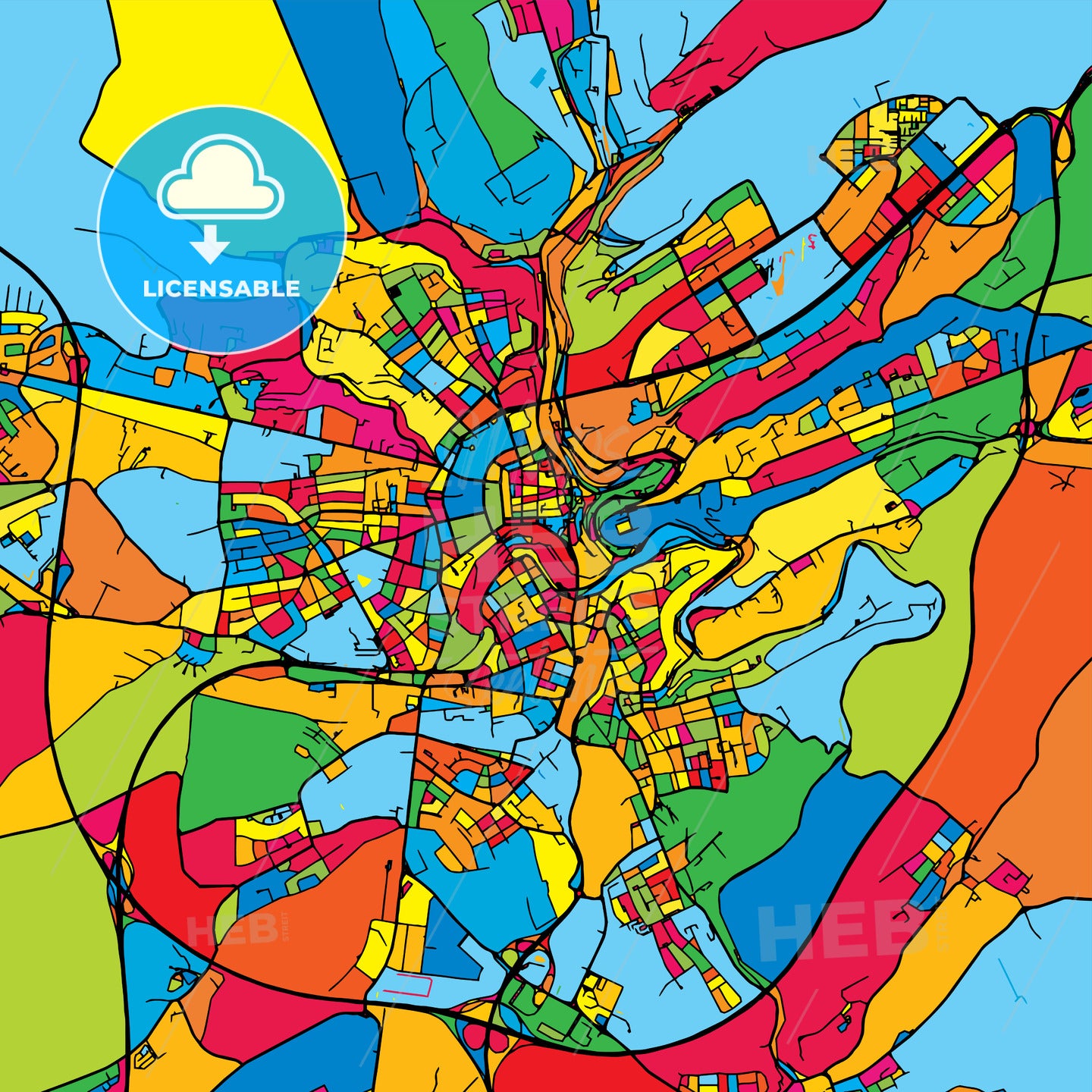 Luxembourg Colorful Map