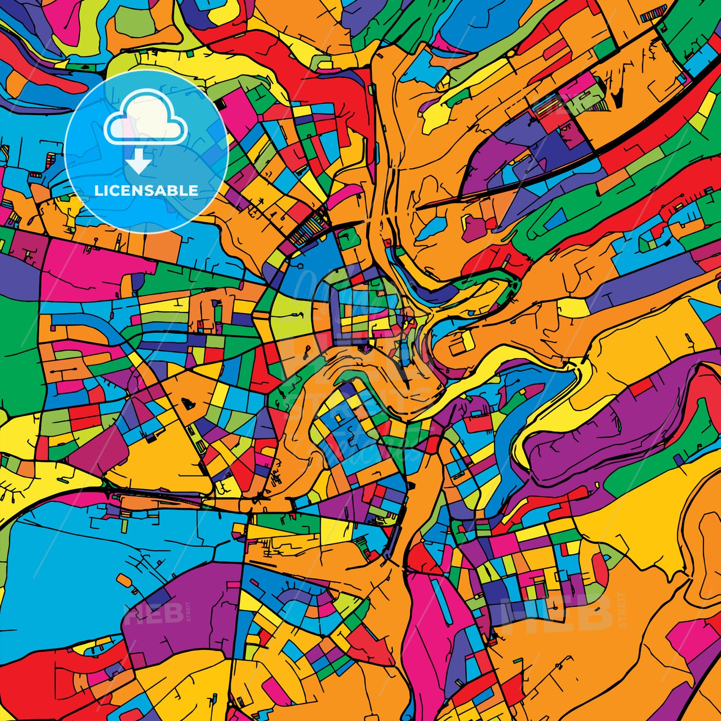 Luxembourg Colorful Vector Map on Black