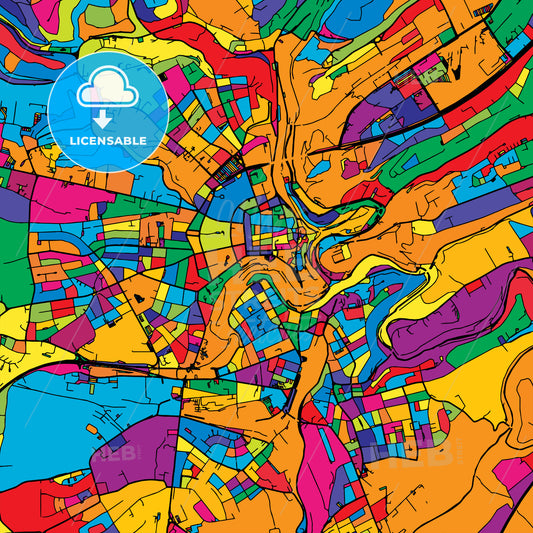 Luxembourg Colorful Vector Map on Black