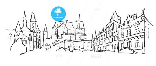 Luxembourg Panorama Sketch – instant download
