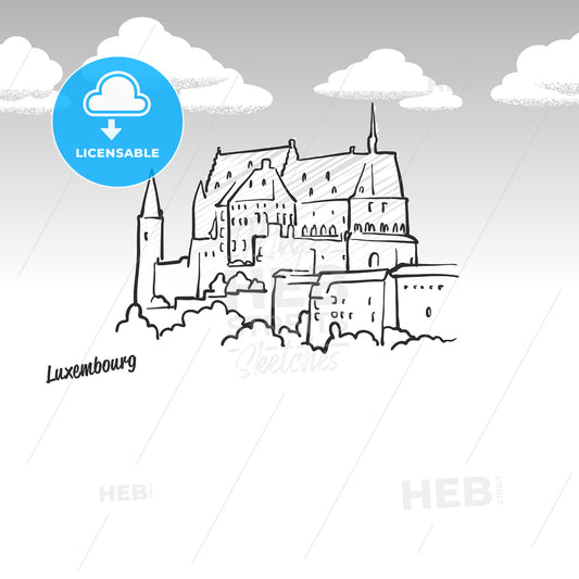 Luxembourg famous landmark sketch – instant download