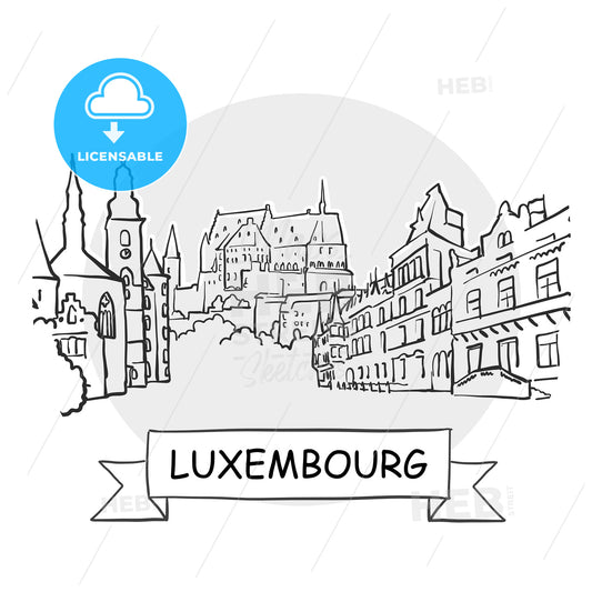 Luxembourg hand-drawn urban vector sign – instant download