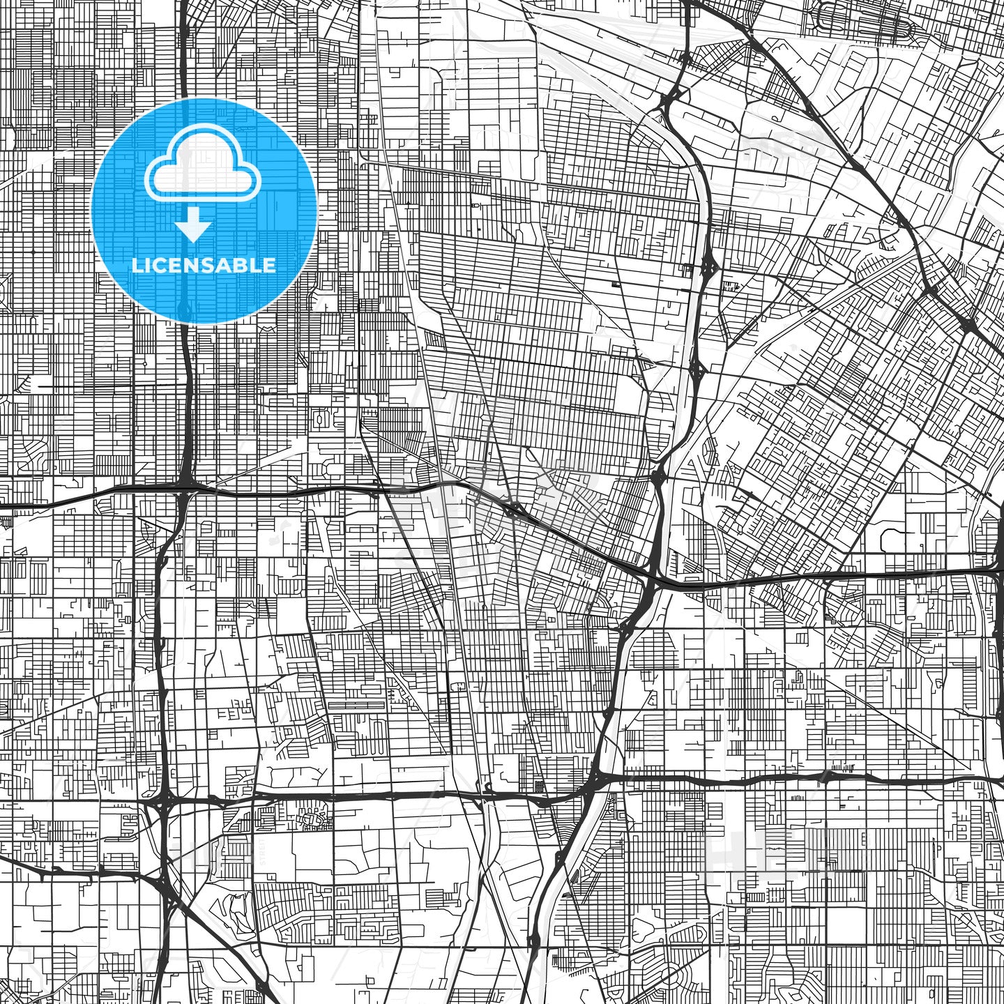 Lynwood, California - Area Map - Light