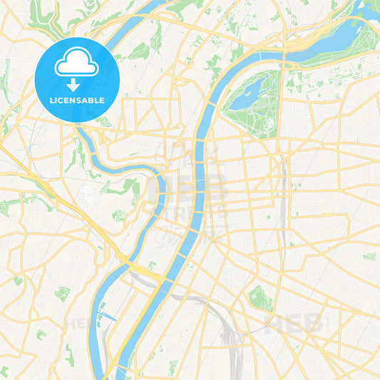 Lyon, France Vector Map - Classic Colors