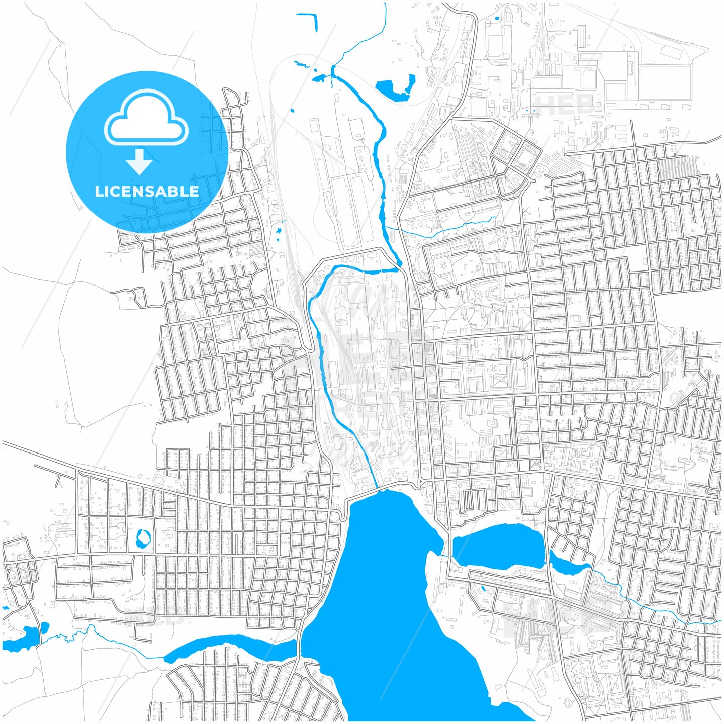 Lysva, Perm Krai, Russia, city map with high quality roads.