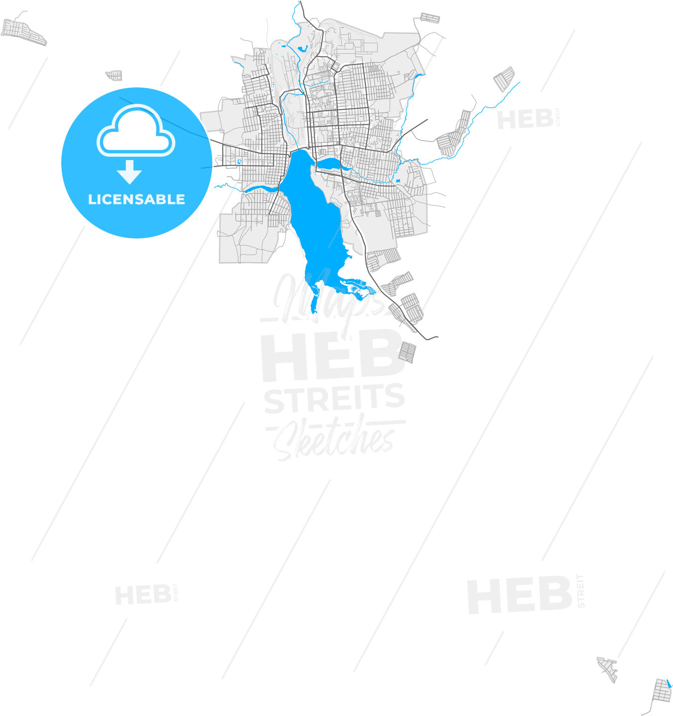 Lysva, Perm Krai, Russia, high quality vector map