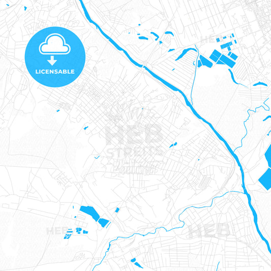 Lysychansk, Ukraine PDF vector map with water in focus