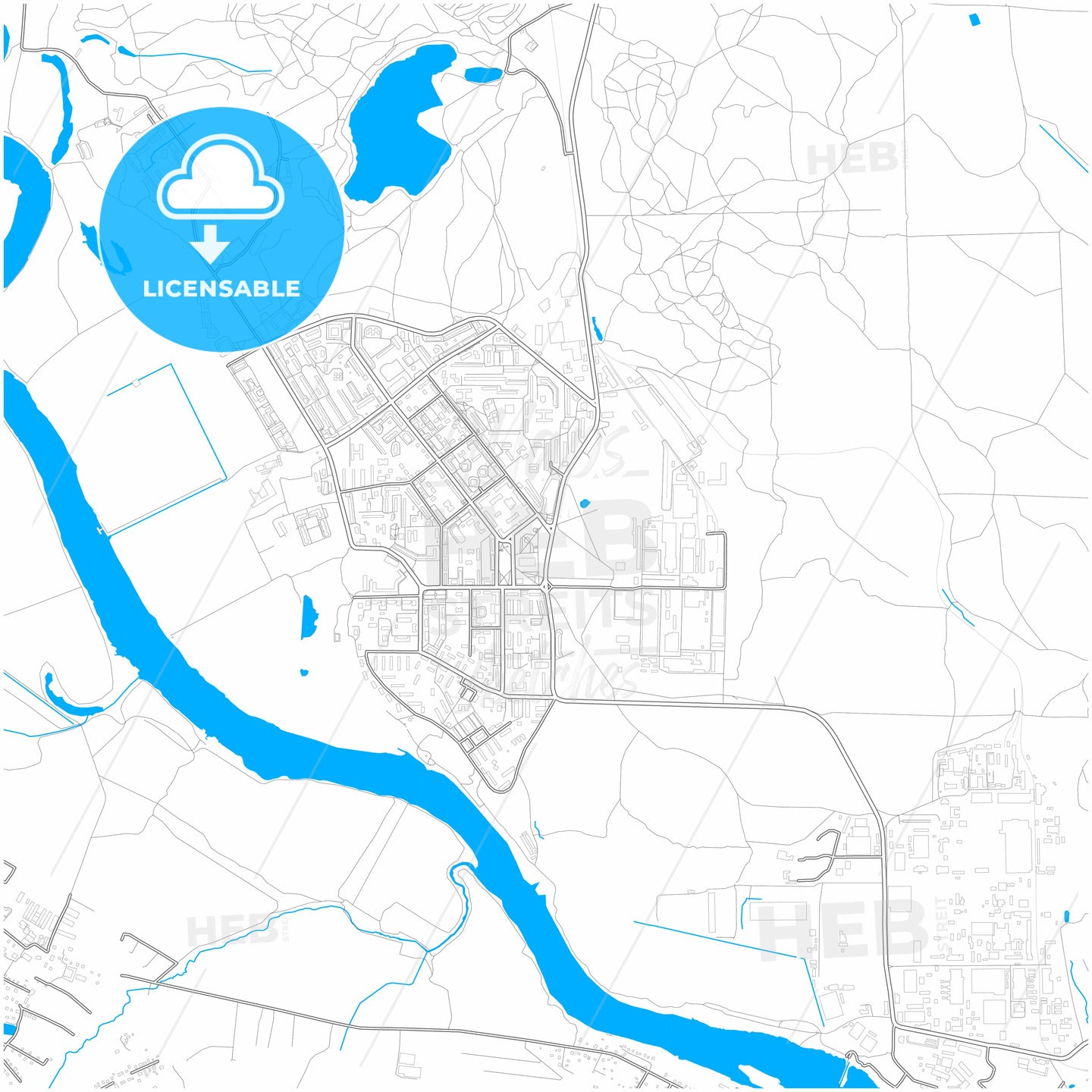 Lytkarino, Moscow Oblast, Russia, city map with high quality roads.