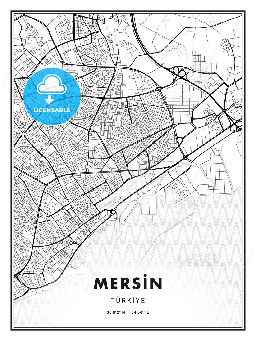 MERS N Mersin Turkey Modern Map Print Template In Various Formats mers-n-mersin-turkey-modern-map-print-template-in-various-formats