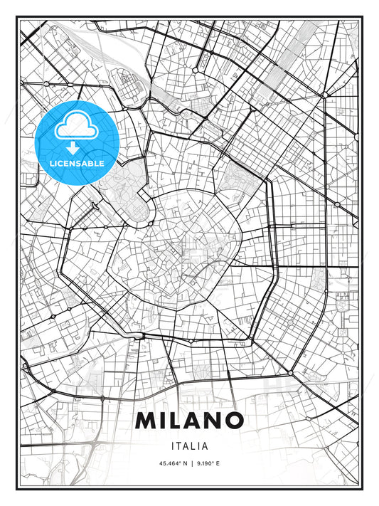 MILANO / Milan, Italy, Modern Print Template in Various Formats - HEBSTREITS Sketches