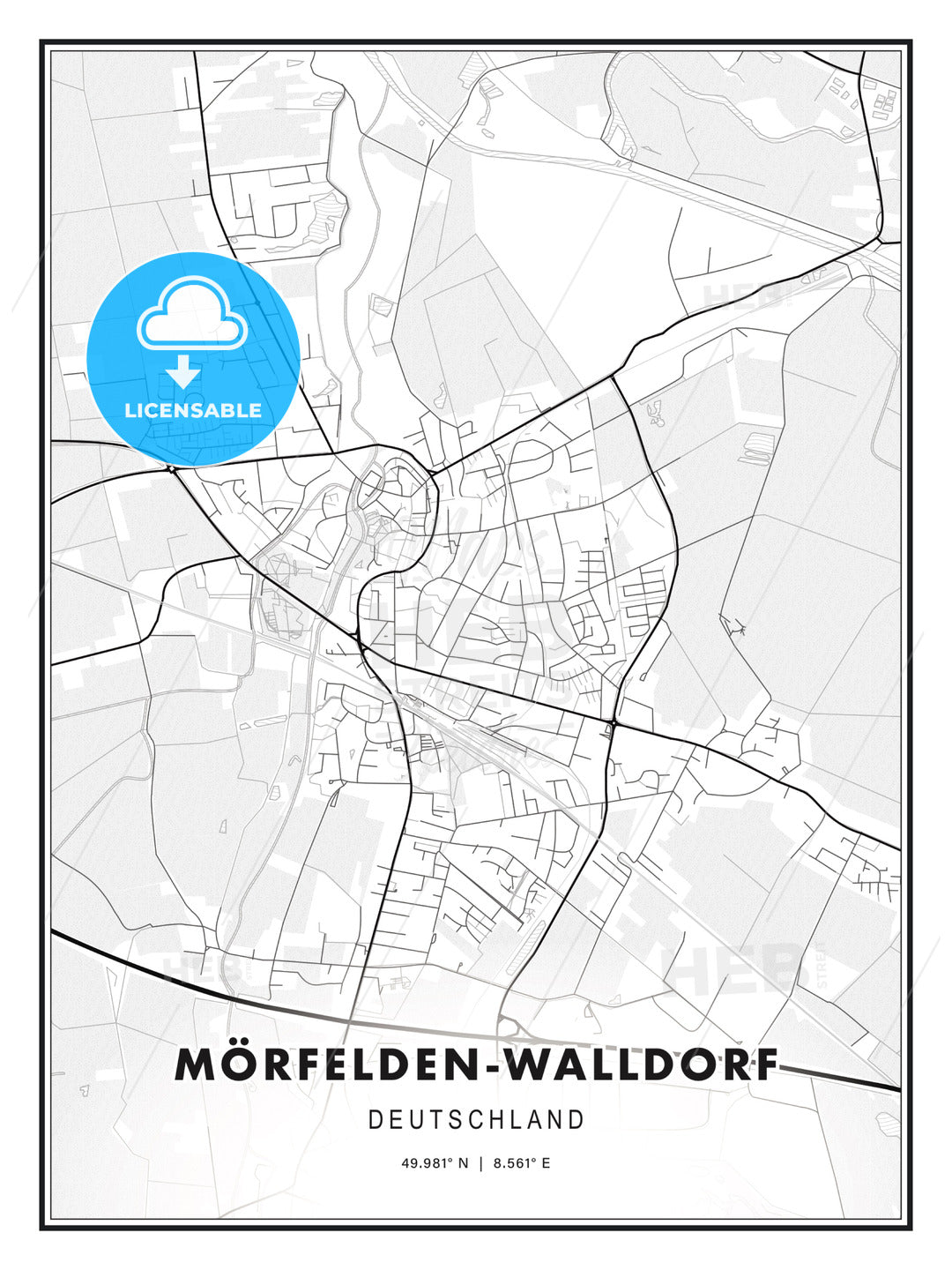 MÖRFELDEN-WALLDORF / Morfelden-Walldorf, Germany, Modern Print Template in Various Formats - HEBSTREITS Sketches