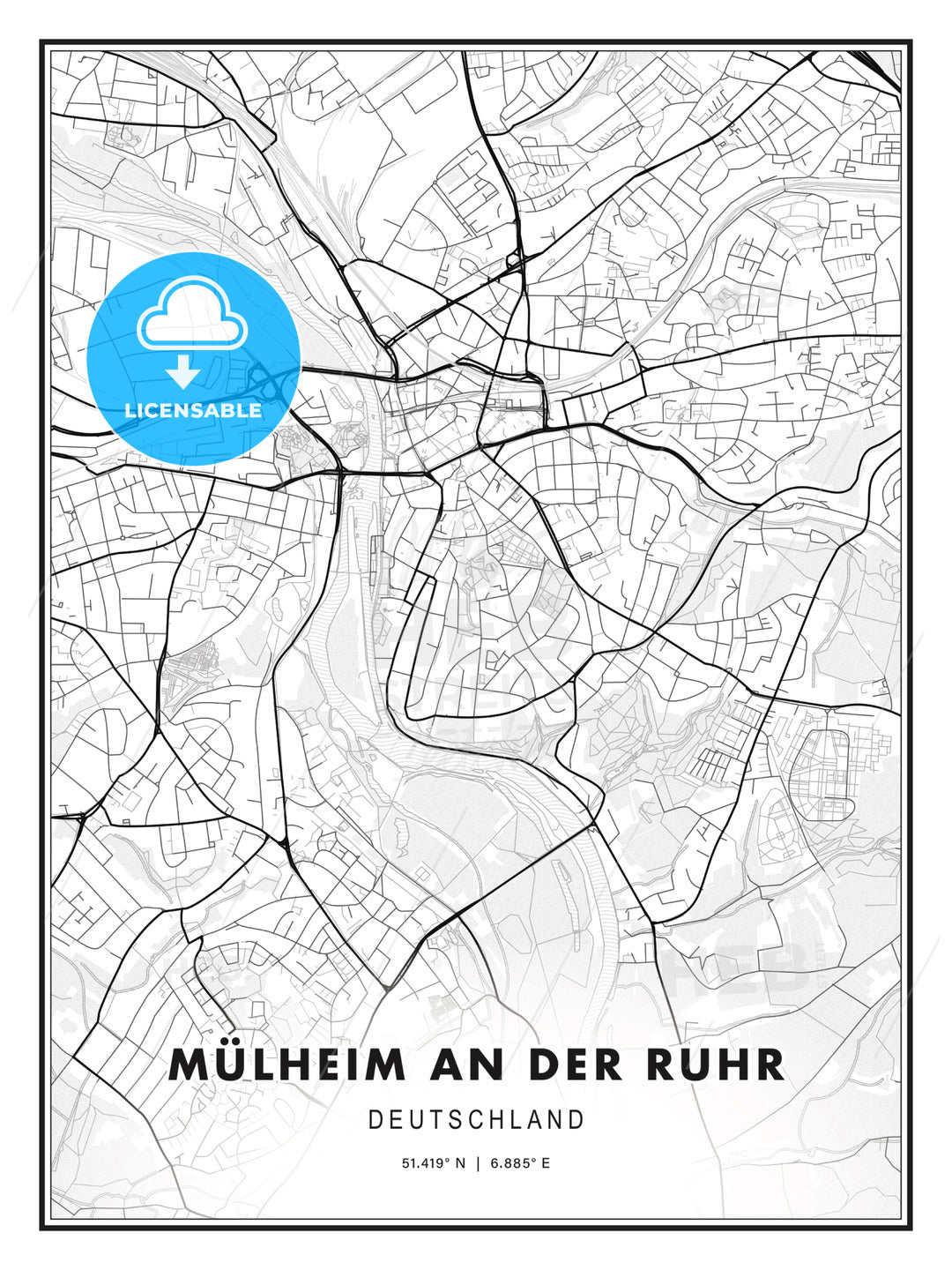 MÜLHEIM AN DER RUHR / Mulheim an der Ruhr, Germany, Modern Print Template in Various Formats - HEBSTREITS Sketches