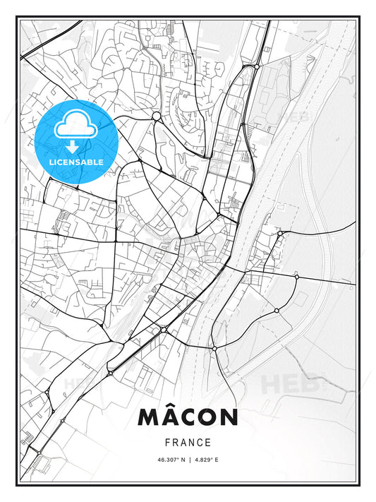 Mâcon, France, Modern Print Template in Various Formats - HEBSTREITS Sketches