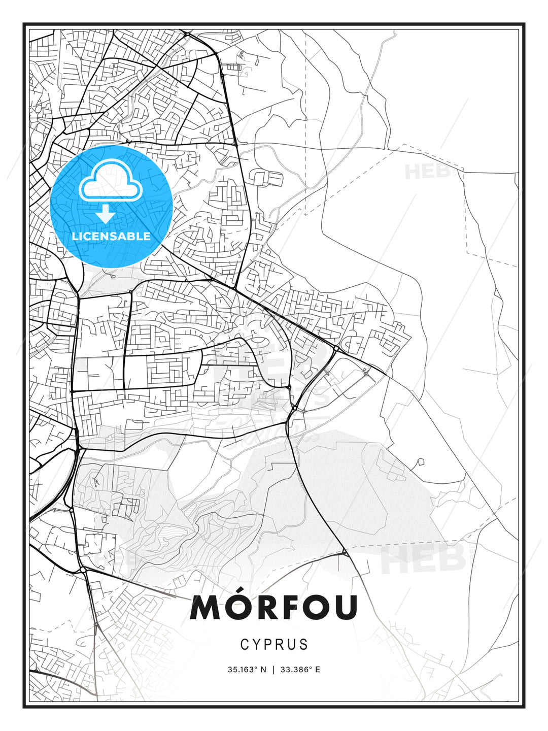 Mórfou  , Cyprus, Modern Print Template in Various Formats - HEBSTREITS Sketches