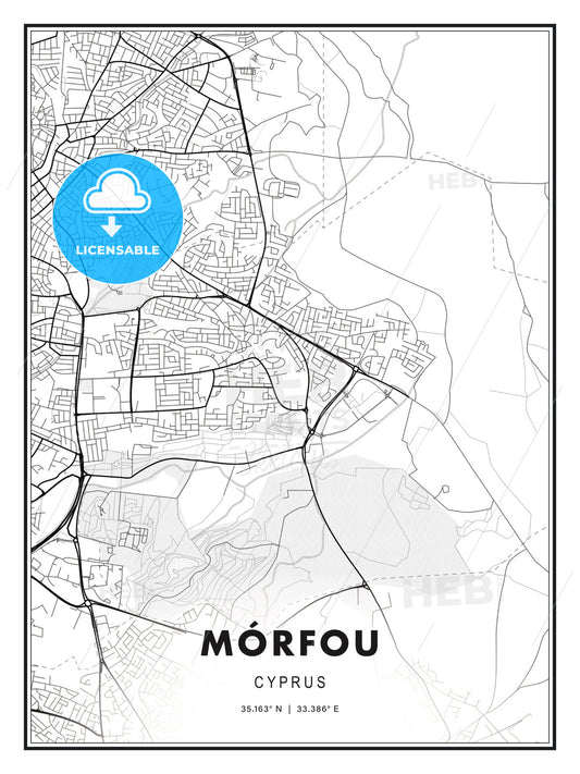 Mórfou  , Cyprus, Modern Print Template in Various Formats - HEBSTREITS Sketches