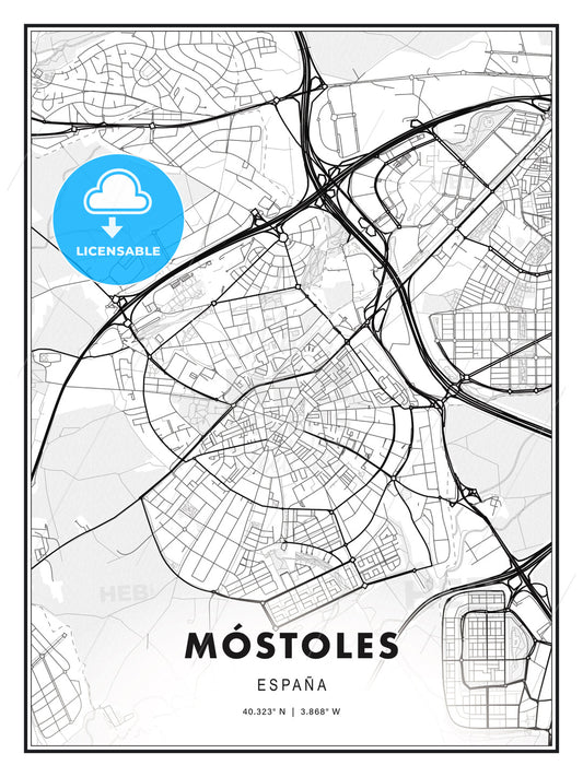 Móstoles, Spain, Modern Print Template in Various Formats - HEBSTREITS Sketches