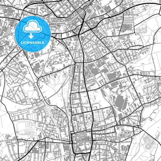 Mönchengladbach, Germany, vector map with buildings