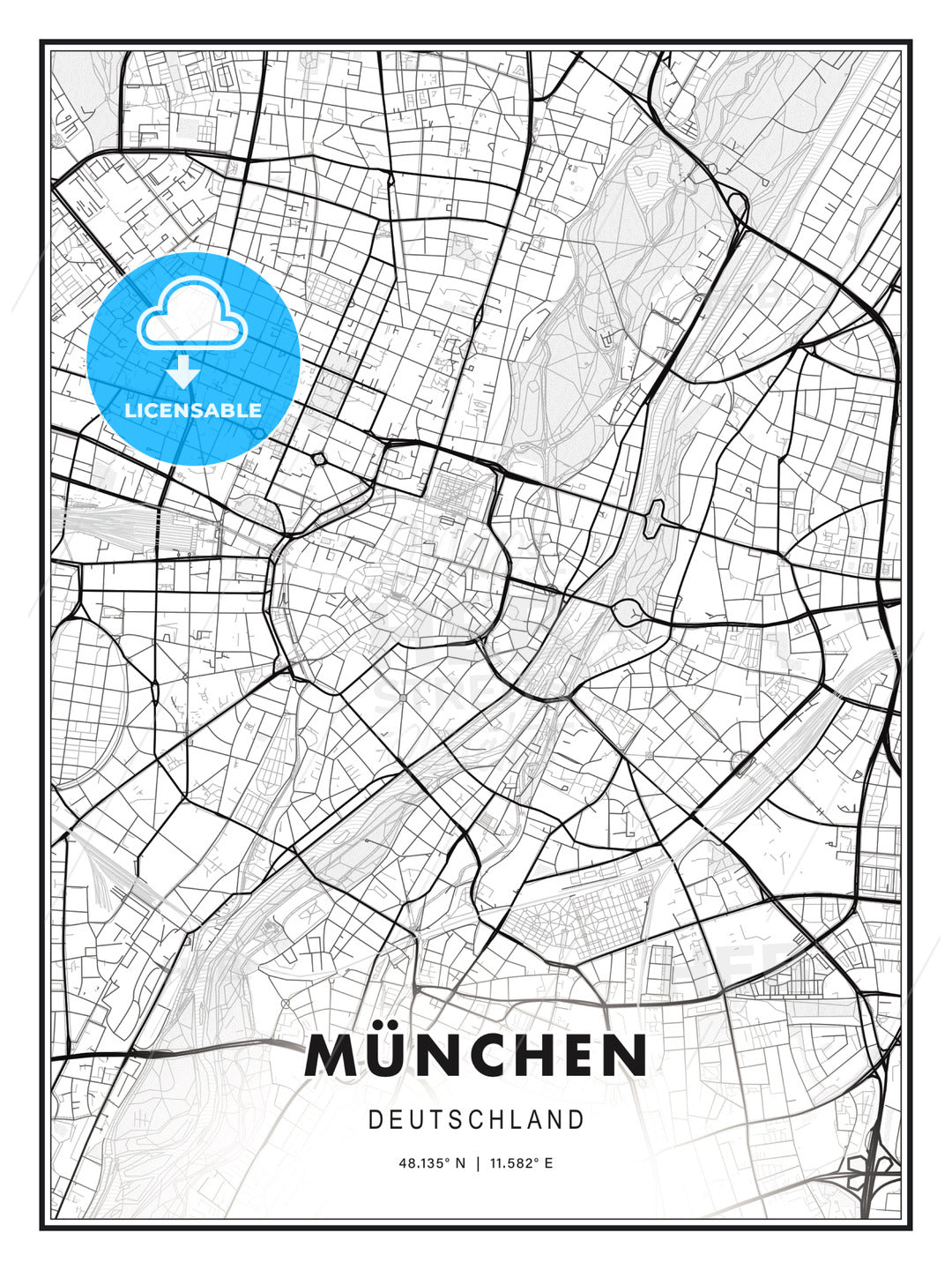 München, Germany, Modern Print Template in Various Formats - HEBSTREITS Sketches