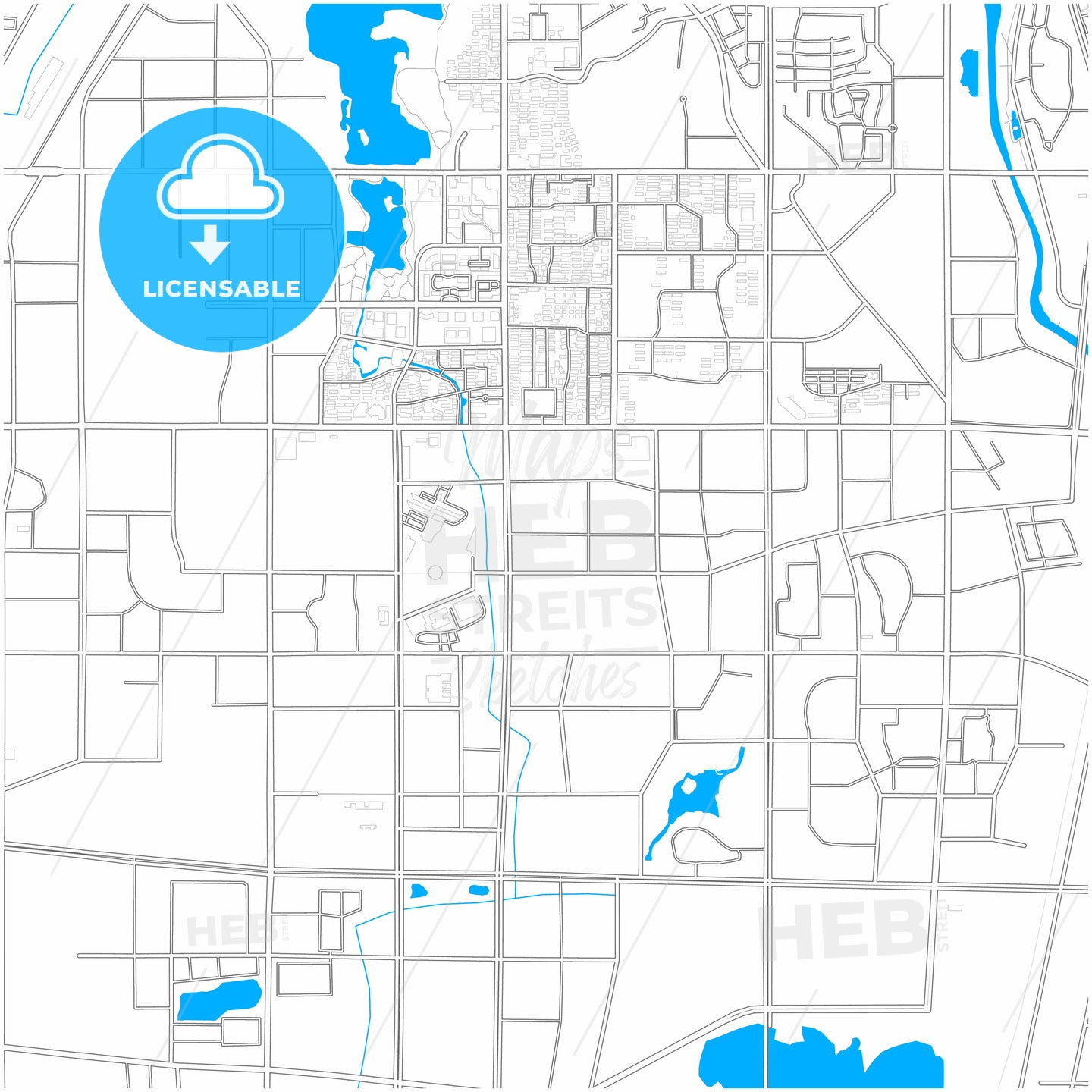 Ma-anshan, Anhui, China, city map with high quality roads.