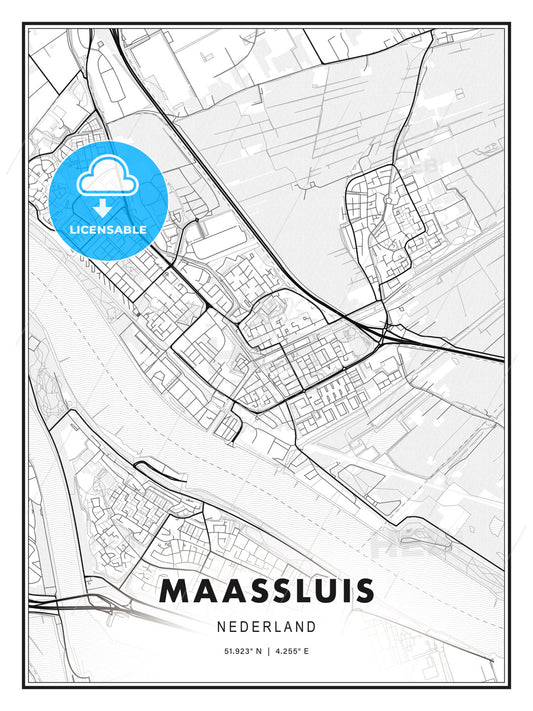 Maassluis, Netherlands, Modern Print Template in Various Formats - HEBSTREITS Sketches