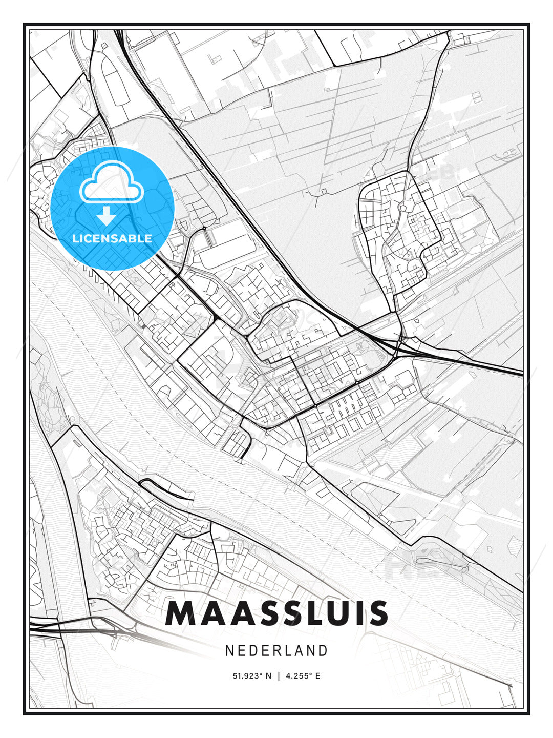 Maassluis, Netherlands, Modern Print Template in Various Formats - HEBSTREITS Sketches