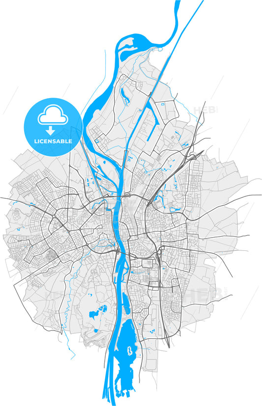 Maastricht, Limburg, Netherlands, high quality vector map