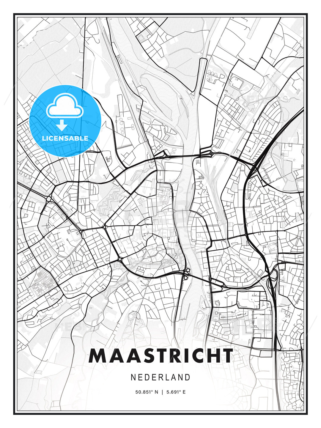 Maastricht, Netherlands, Modern Print Template in Various Formats - HEBSTREITS Sketches