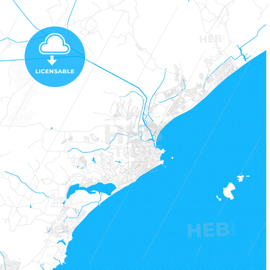Macae, Brazil PDF vector map with water in focus