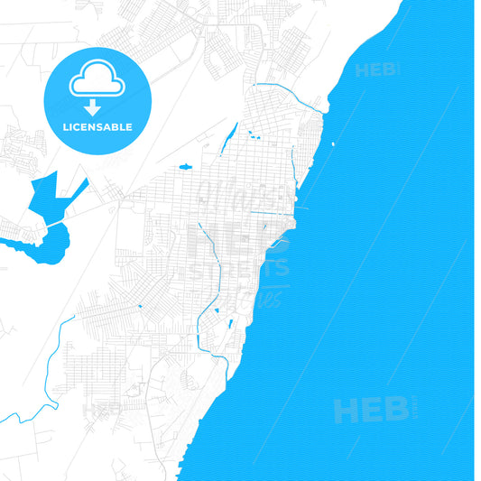 Macapa, Brazil PDF vector map with water in focus