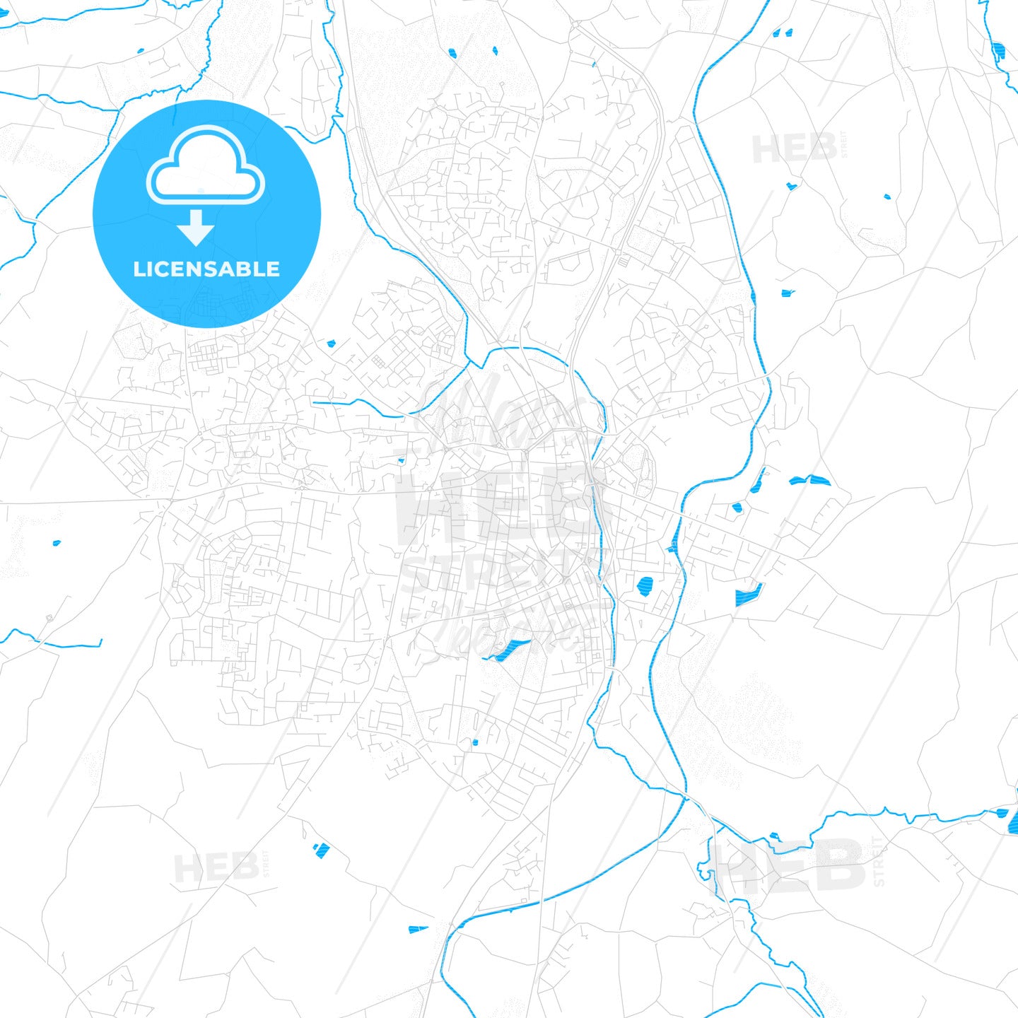 Macclesfield, England PDF vector map with water in focus