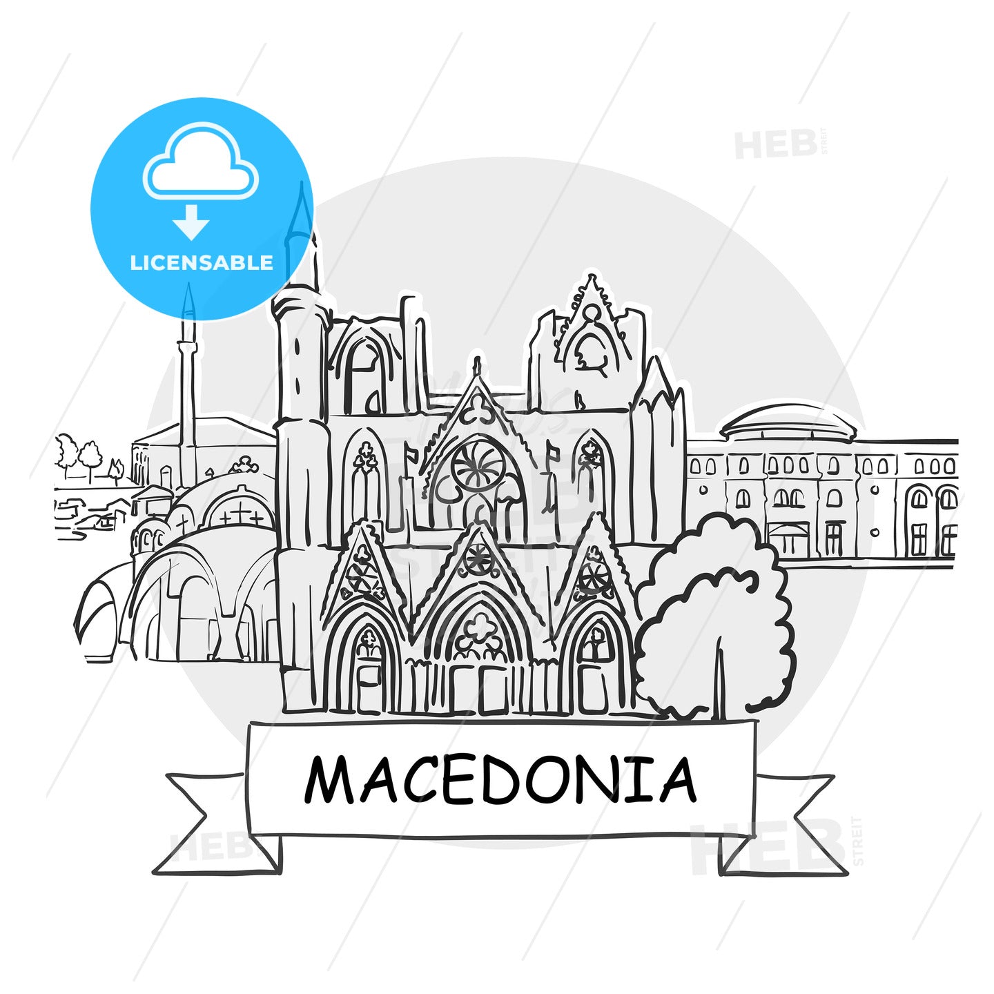 Macedonia hand-drawn urban vector sign – instant download