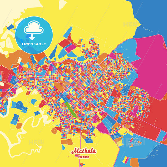 Machala, Ecuador Crazy Colorful Street Map Poster Template - HEBSTREITS Sketches