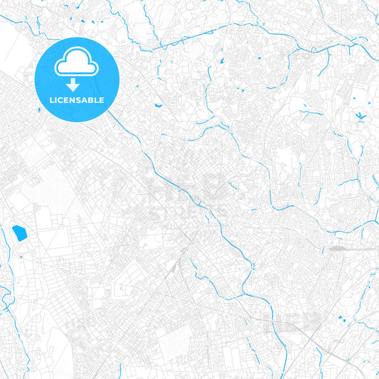 Machida, Japan PDF vector map with water in focus