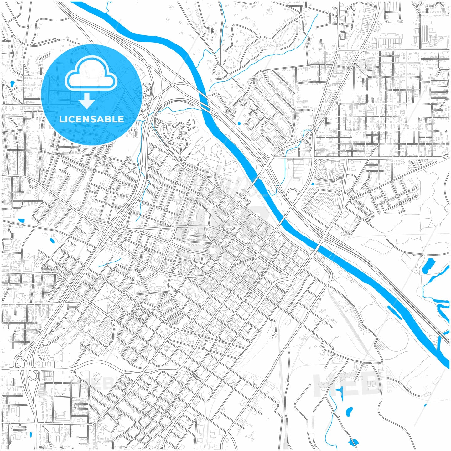 Macon, Georgia, United States, city map with high quality roads.