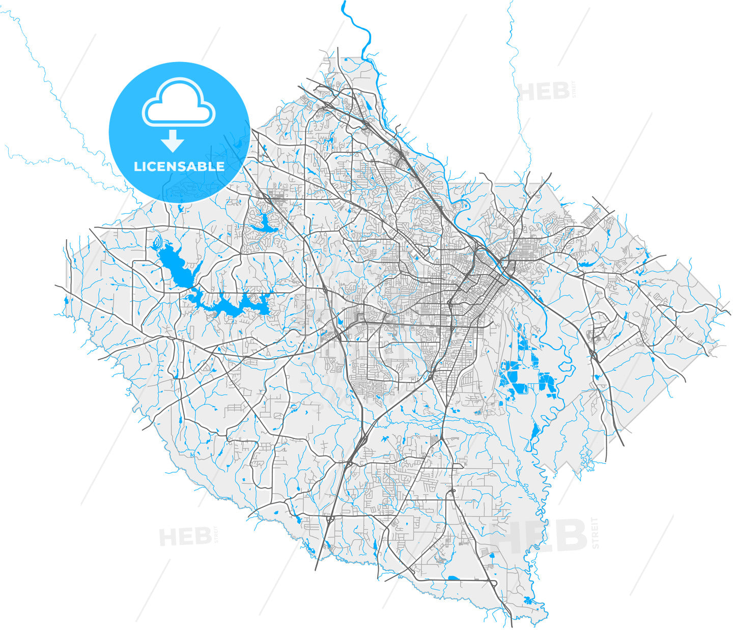 Macon, Georgia, United States, high quality vector map