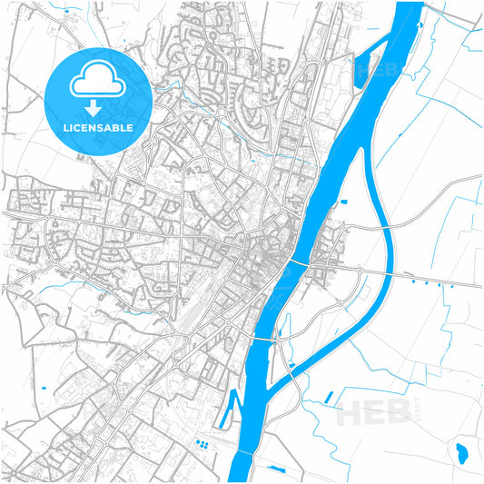 Mâcon, Saône-et-Loire, France, city map with high quality roads.