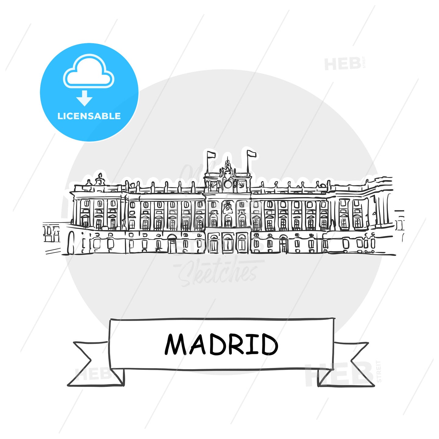 Madrid Cityscape Vector Sign – instant download