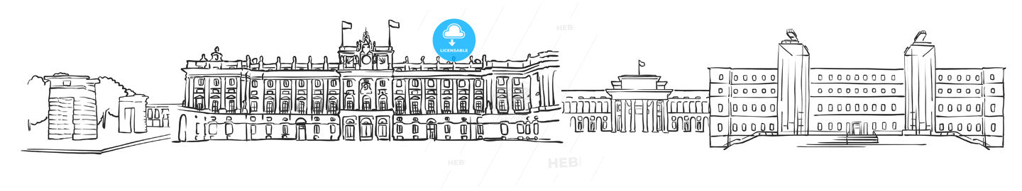 Madrid Panorama Sketch – instant download