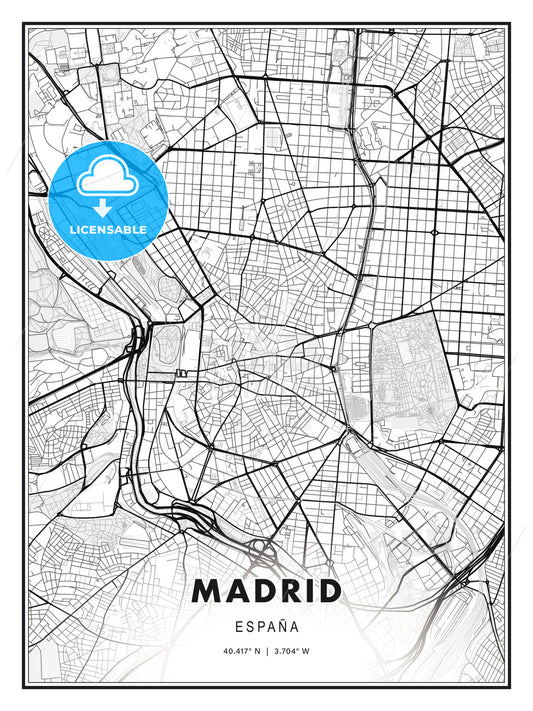 Madrid, Spain, Modern Print Template in Various Formats - HEBSTREITS Sketches